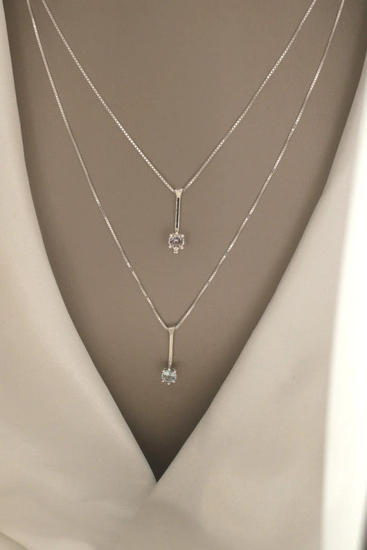 Aquamarine and Morganite Double Pendant - Handcrafted Jewelry