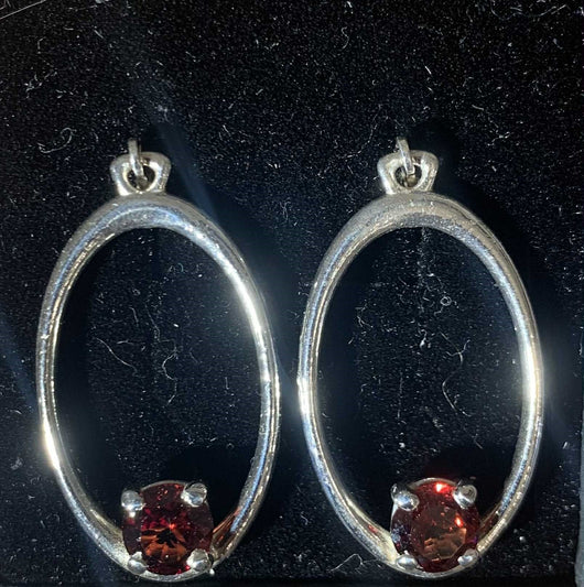Garnet Hoop Earrings - Handcrafted Jewelry