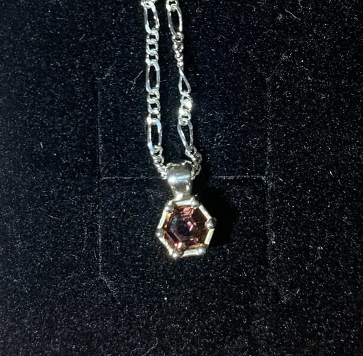 Tourmaline Hexagon Pendant - Handcrafted Jewelry