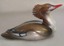 Willow - Merganser Duck Sculpture - Bronze