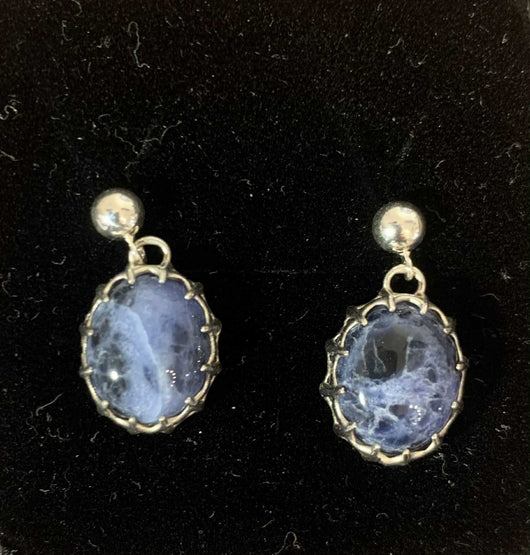 Sodalite Cabochon Earrings - Handcrafted Jewelry
