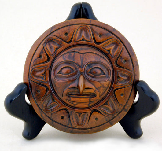 Totem Sun Mask Sculpture - Bronze