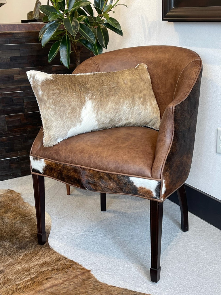 Housse De Coussin En Cuir Véritable - Poils Longs - Sans Coussin - 45x45 Cm