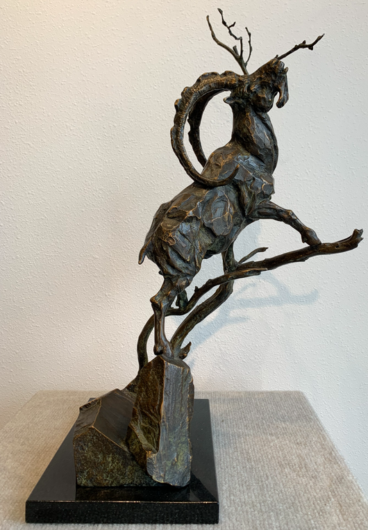 Out on a Limb - Bezoar Ibex - Bronze