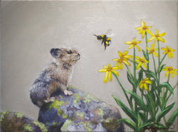 A Pika and a Bumblebee-Limited Edition Giclee Canvas Print