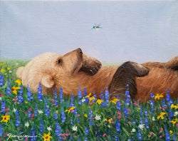 Bear in Wildflowers Study - Oil on Canvas