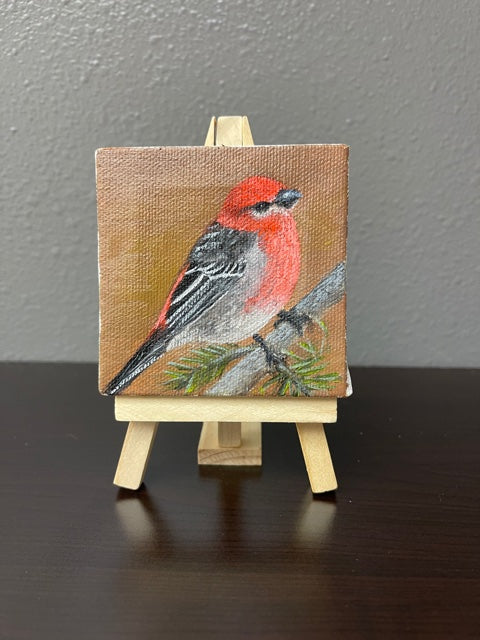 Pine Grosbeak - Mini - Oil on Canvas