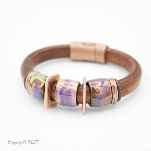 Painted Rocks Bracelet - Montana Leather Designs