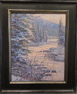 Alpenglow on the River - Oil on Canvas