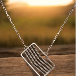 Chevron Sterling Silver Pendant - Handcrafted Jewelry