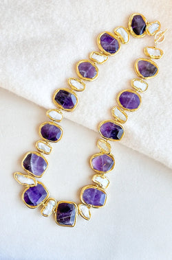 Amethyst & Pearl Necklace - Easton Elle