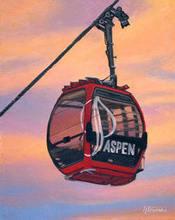 Evening Ride Down Aspen Mountain - Oil on Canvas