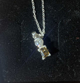 Golden Sapphire and Lab Diamond Pendant - Handcrafted Jewelry
