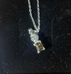 Golden Sapphire and Lab Diamond Pendant - Handcrafted Jewelry