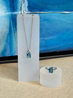 Sky Blue Topaz Set Sterling Silver