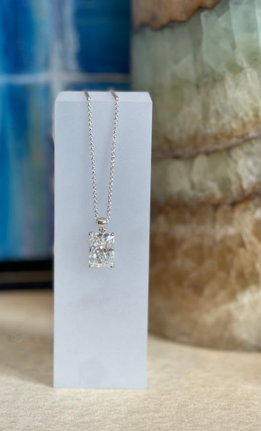 8.4 ct Moissanite Radiant Pendant - Sterling Silver