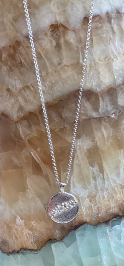 Moissanite Pendant Hammered Finish - Sterling Silver
