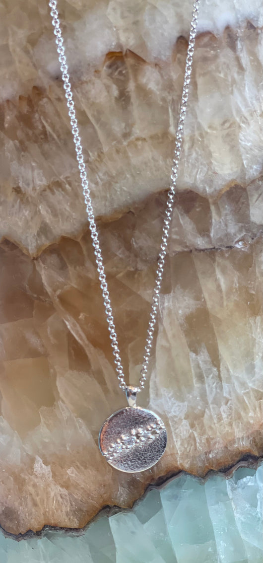 Moissanite Pendant Hammered Finish - Sterling Silver