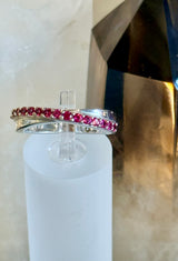 14k White Gold .40ctw Red Spinel Crossover Ring  size 7