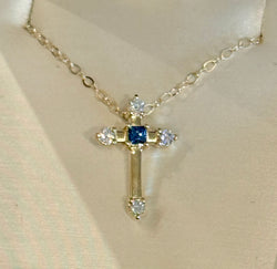 14k Yellow Gold .11 Ct Square Yogo, with .14ctw Diamond Cross Pendant and Chain