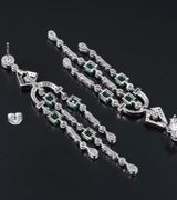 Sterling, Emerald and Moissanite Chandelier Earrings