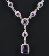 Sterling, Amethyst and Moissanite Necklace