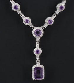 Sterling, Amethyst and Moissanite Necklace