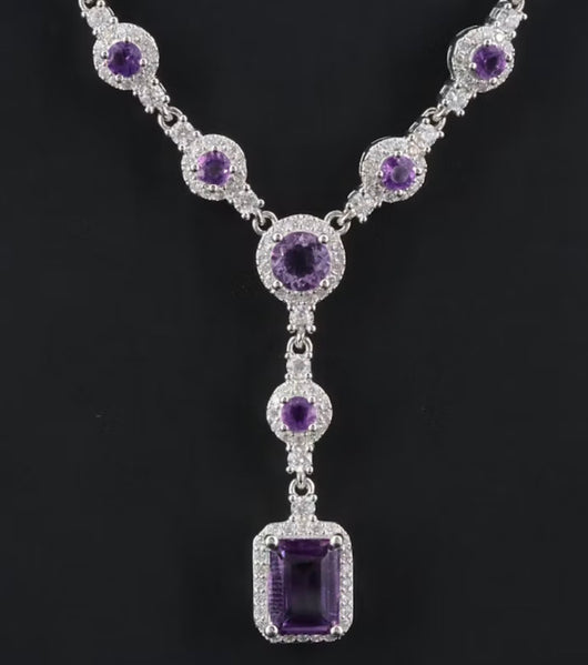 Sterling, Amethyst and Moissanite Necklace