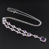 Sterling, Amethyst and Moissanite Necklace