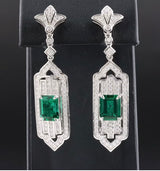 Sterling, Lab Emerald, and Moissanite ArabesqueEarrings