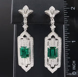 Sterling, Lab Emerald, and Moissanite ArabesqueEarrings