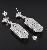 Sterling, Lab Emerald, and Moissanite ArabesqueEarrings