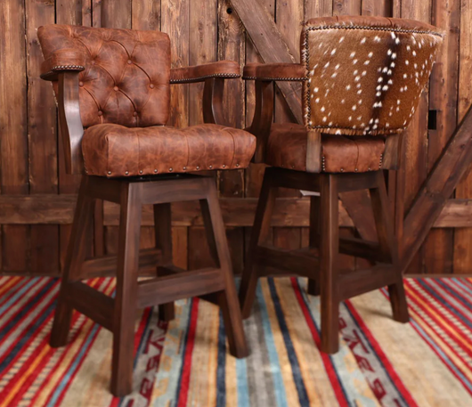Pecan Axis Tufted Western Barstool