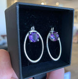 Amethyst Hoop Earrings - Handcrafted Jewelry
