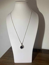 Garnet Pear with Lab Sapphire Pendant - Handcrafted Jewelry