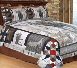 Western Moose Quilt Set with 2 Pillow Shams