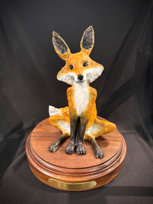 Foxy - Bronze on Wooden base