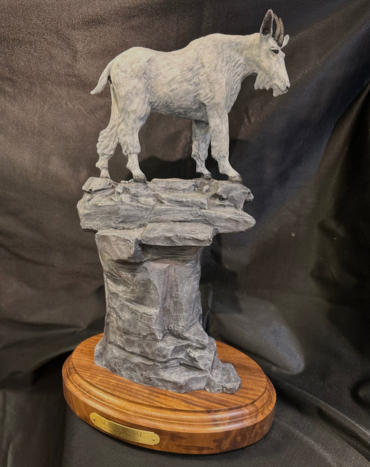 Glacier Goat - Bronze on Wooden Base