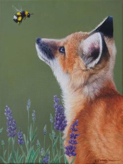 Little Fox and Bumblebee - Open Edition Canvas Giclee Print