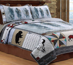 Western Bison Buffalo Rustic Quilt Set with 2 Pillow Shams