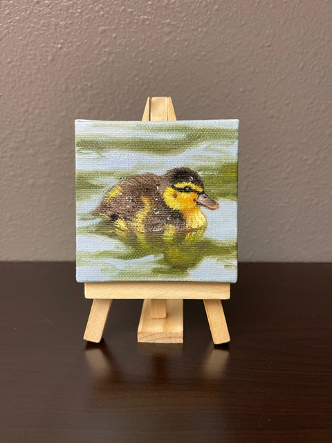 Swimming Duckling - Mini - Oil on Canvas