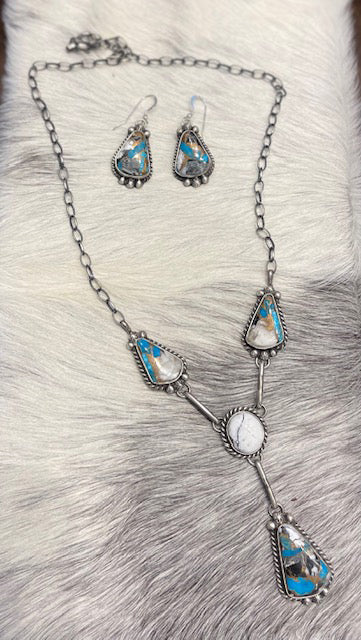 Kingman and White Buffalo Necklace and Earring Set