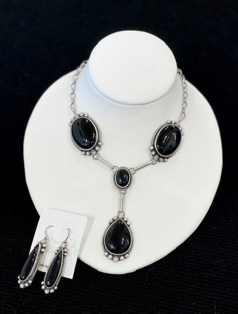 Black Onyx Necklace and Earring Set