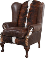 Western Wingback Leather Chair & Ottoman